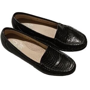 SAS Tripad 8 N Black Leather Alligator Embossed Shoes Narrow